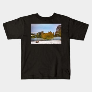 Caerphilly Castle on a Snowy Day Kids T-Shirt